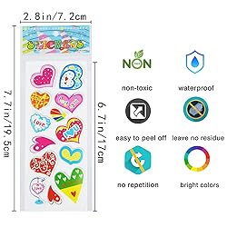 24 Sheets(350+) Heart 3D Puffy Stickers for