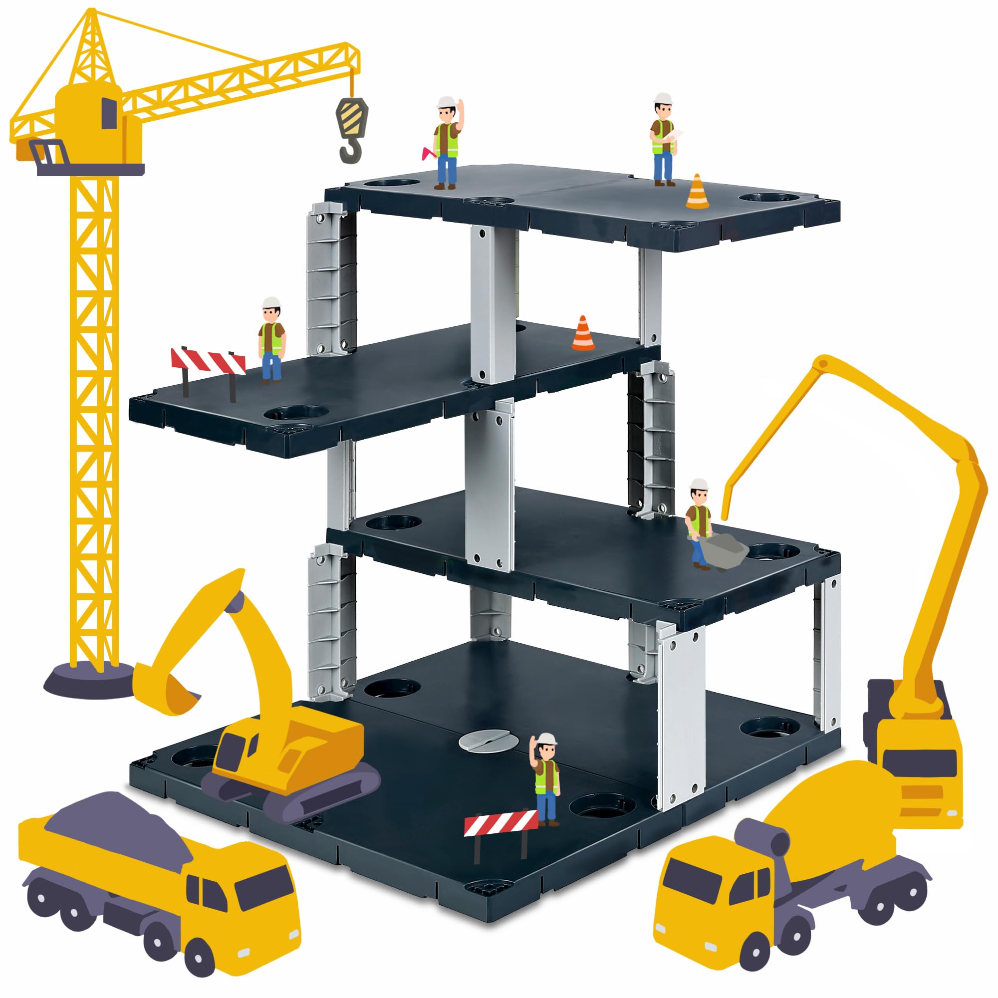 Photo 1 of iPlay, iLearn Construction Building Scene Toy, Kids Learning Educational STEM Engineering Building Floor Set, Creative Birthday DIY Play Gifts for 3 4 5 6 7 Year Old Boy Girl (Only Includes Structure)