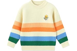 BDUCK+ B.Duck Kids Sweater Cute Cartoon Duck Crewneck Long Sleeve Knitted Pullover Tops for Unisex Boys Girls Size 3-12 Years