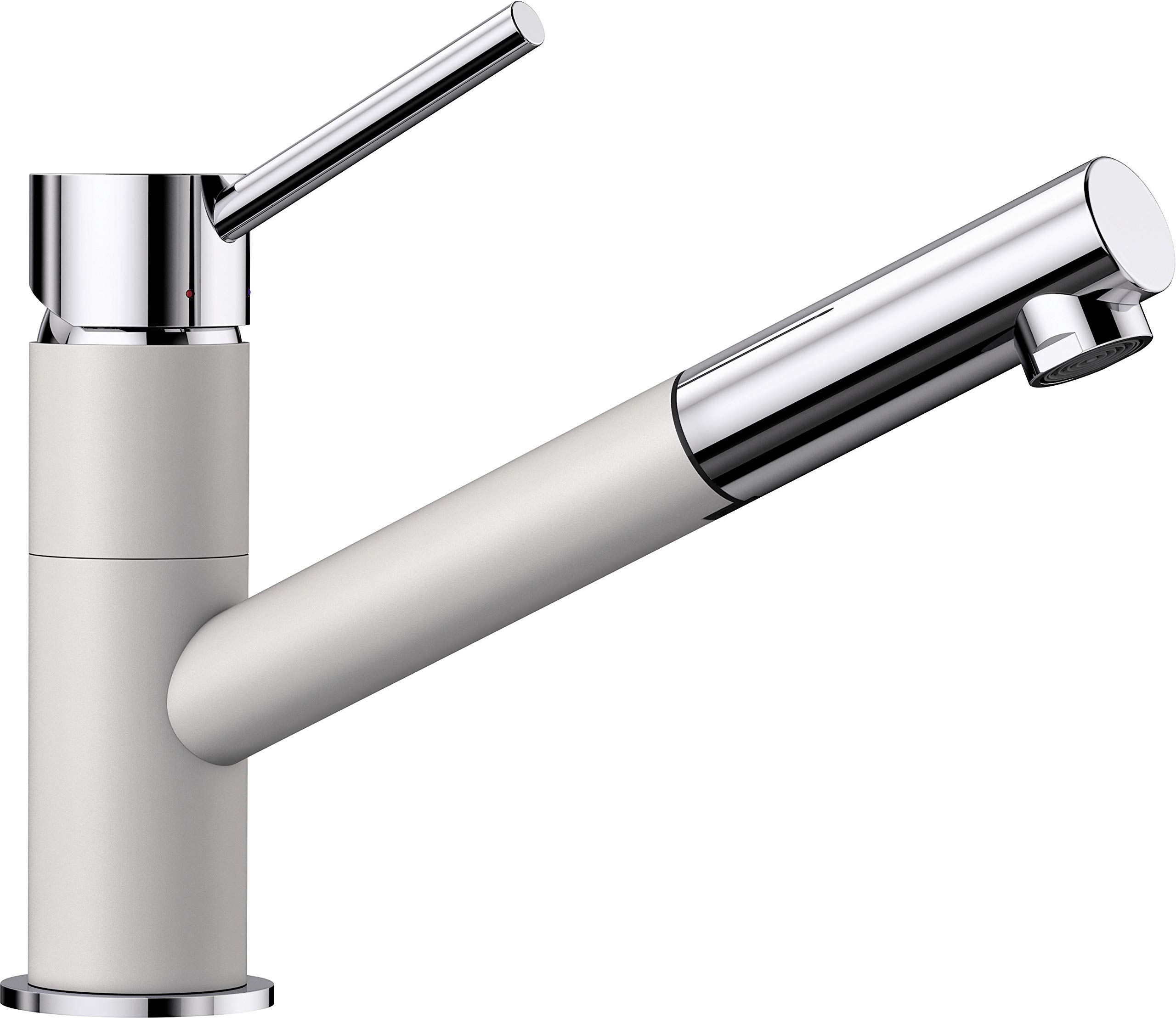 BLANCO KANO-S – Two-coloured Single-lever Kitchen Mixer Tap – with Pull-out Spray – Chrome / SILGRANIT White – 525040