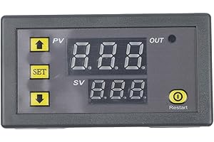 HogarTech Digital Cycle Timer Relay Module with Dual LED Display, 1s–999h Time Delay Range, Power-On/Off Delay Function, Comp