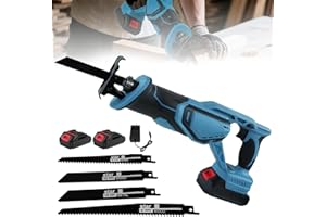Noliven Cordless Reciprocating Saw Kit with 2 * 3.0 Ah Batteries, 3200 RPM Brushless Variable Speed Saw with 4 Tool-Free Blad