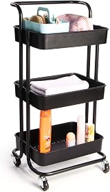 Maison & White 3 Tier Storage Trolley Black Wheel Cart Kitchen Bathroom view 5