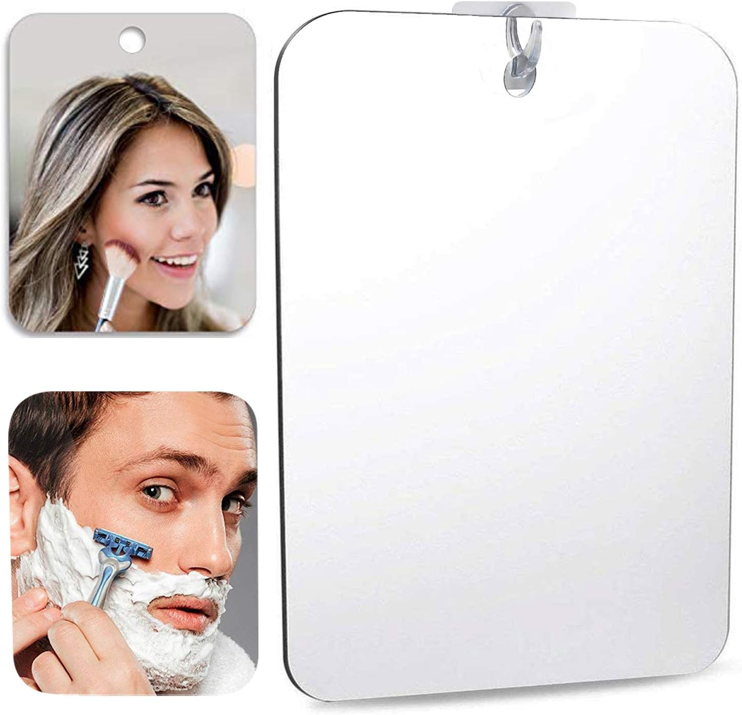 DFLLLO Deluxe Large Shower Mirror Fogless Shaving Mirror (11 inX7.8 in) Anit-Fog Shave Mirror Fog-Free Wall Hanging Mirror Bathroom Mirrors whit 1 Hook