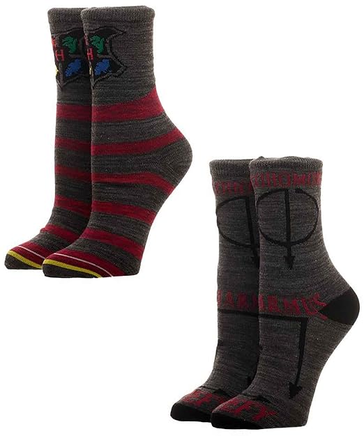 Harry Potter Socken Hogwarts House Crests Spells Nue offiziell Rot 2 Pack Crew