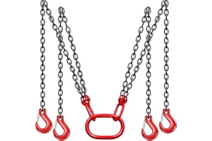 HONYTA Chain Sling 5/16 Inch X 13 FT with 4 Leg Grab Hooks Adjustable Lift G80 Alloy Steel Engine Chain Sling for Lifting 5 Ton Capacity