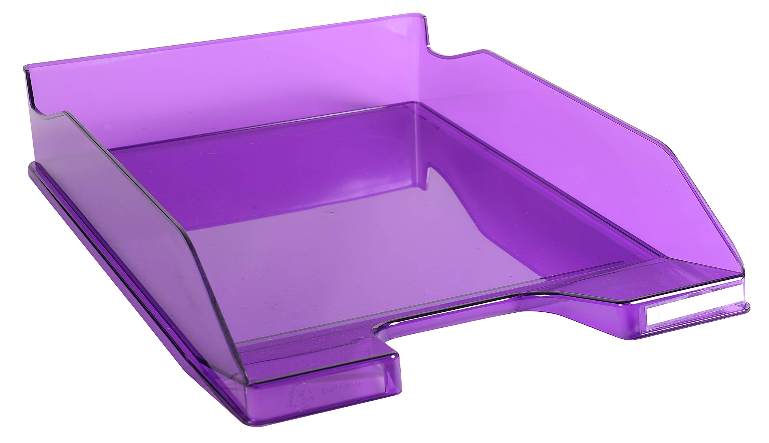 Exacompta - Ref 113219D - Linicolor Letter Tray Combo Midi - 347 x 255 x 65mm in Size, Holds Up To 500 Sheets, Suitable for A4 Documents -Purple Transparent Glossy