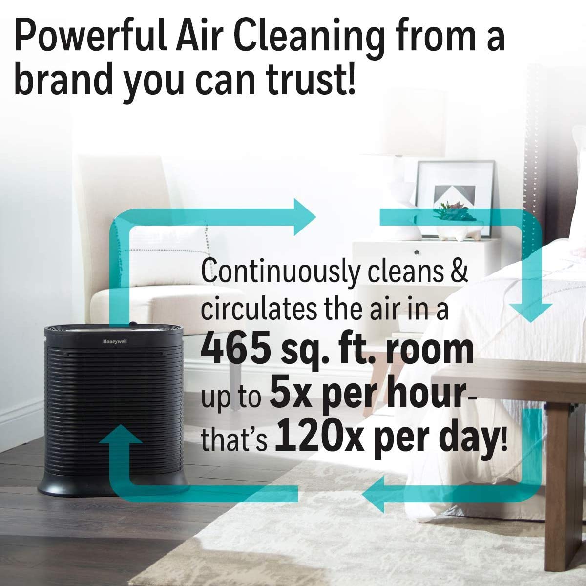 Honeywell HPA300 HEPA Air Purifier for Extra Large Rooms - Microscopic Airborne Allergen+ Dust Reducer, Cleans Up To 2250 Sq Ft in 1 Hour - Wildfire/Smoke, Pollen, Pet Dander – Black
