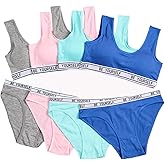 SIETE ROSA Girls Training Bras Teens Sports Bras for Kids 8-12 Years Cotton Comfortable Breathable Panties