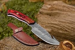 Gut Hook Knives Real Damascus Hunting Knifes