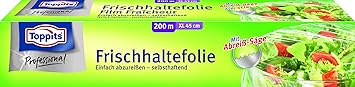 Toppits Frischhaltefolie 200 m in 45 cm Breite, 1er Pack (1 x 1 Stück) XL, inkl. Abreishilfe