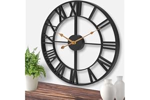 Pytha Sight 24 Inch Large Wall Clock Oversized,Big Silent Extra Modern Decorative Farmhouse Black Wall Clocks with Roman Nume