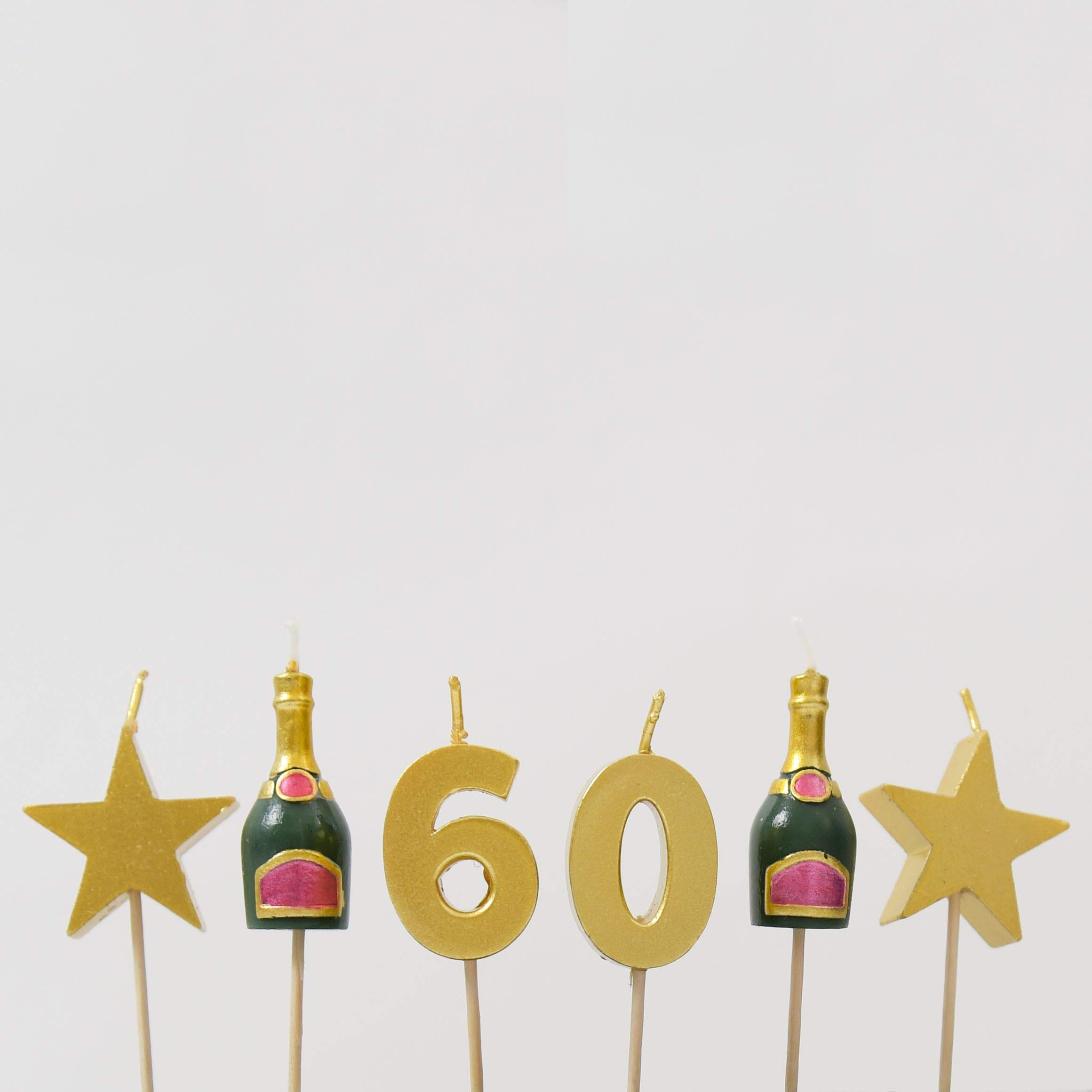 Smiling Faces Birthday Candles for Cake Topper Decoration Design Animals Pirate Football 1 30 40 50 21 Number Easy Use Perfect for Parties Occasions – 60th Birthday