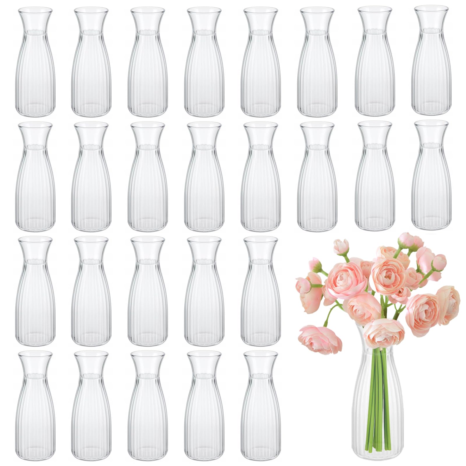 Photo 1 of 24 Pack Plastic Vases, 7 inch Clear Small Acrylic Flower Vase in Bulk Unbreakable Plastic Vases for Centerpiece Home Table Wedding Decor