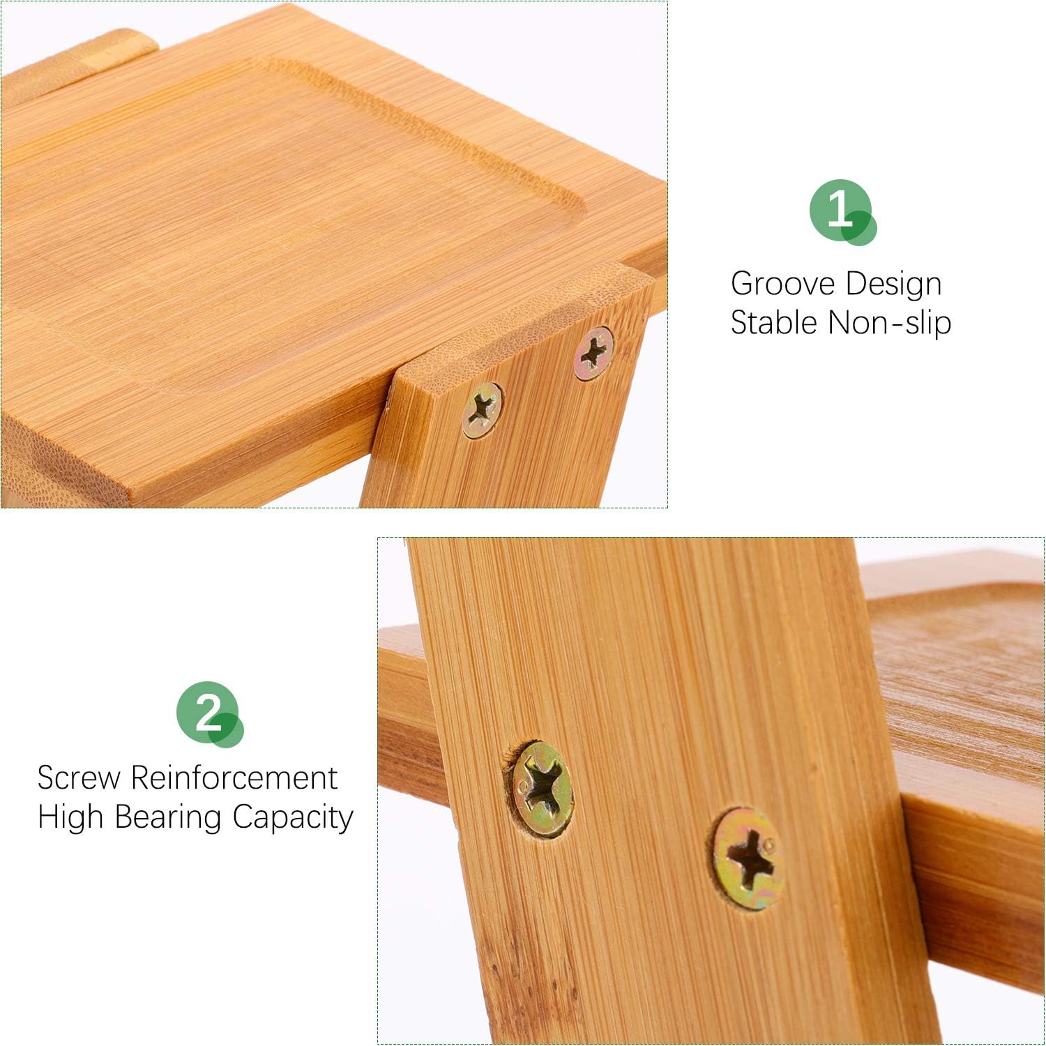 XQK Bamboo 3 Tier Potted Plant Stand, Multi-Layer Balcony Flower Shelf Indoor Outdoor Planter Display Shelving - Pot Not Included - Image 5