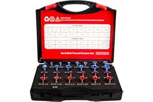 XYLANOR Nut and Bolt Thread Checker 26 Pcs, Standard 14 Inches and 12 Metric Bolt and Nuts Screw Identifier Gauge Tools, Male/Female Size Measuring Gauges Set