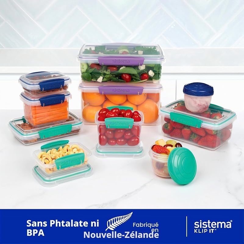 Paper Mate Sistema KLIP IT boîtes de conservation alimentaire | Boîtes de préparation avec couvercleslunch boxboîtes à en-cas et Cie | Empilables et hermétiques | 20 pièces