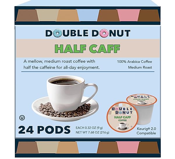 DOUBLE DONUT COFFEE HALF CAFF COFFEE PODS, SINGLE...