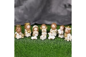 MACLARONX Miniature Nativity Set,10 Pieces Christmas Mini Nativity Scene Resin Small Figures Indoor, White