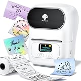 Memoqueen M110 Label Makers - Portable Bluetooth Thermal Label Maker Machine,Label Printer for Name, Barcode, Clothing, Jewelry, Retail, Mailing, for Android & iOS, with 1Pack 40×30mm Label, White
