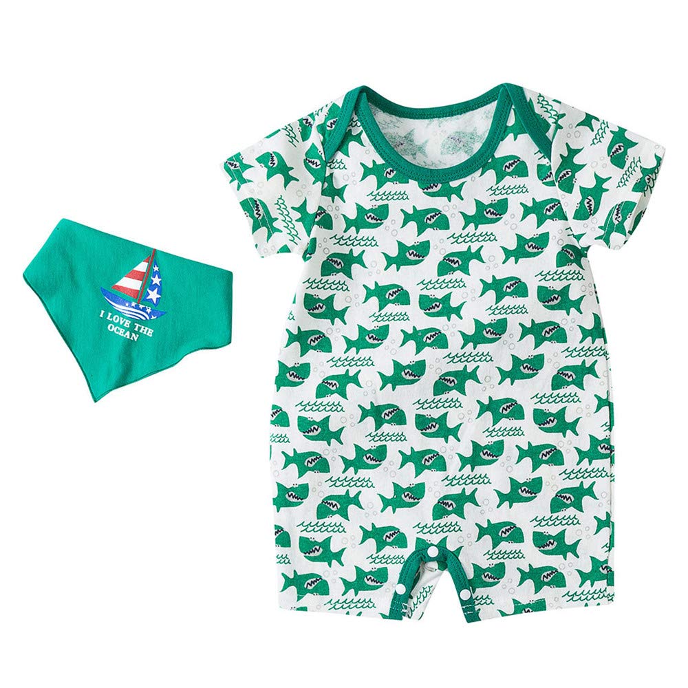 Felz Ropa Bebe Nino Nina Verano Recien Nacido 0 Meses A 24 Meses Dibujos Animados De Tiburones Impresos Mamelucos Pinafore Mamelucos Lindo Facil De Poner Y Quitar Pijama Para Bebe Ninos De