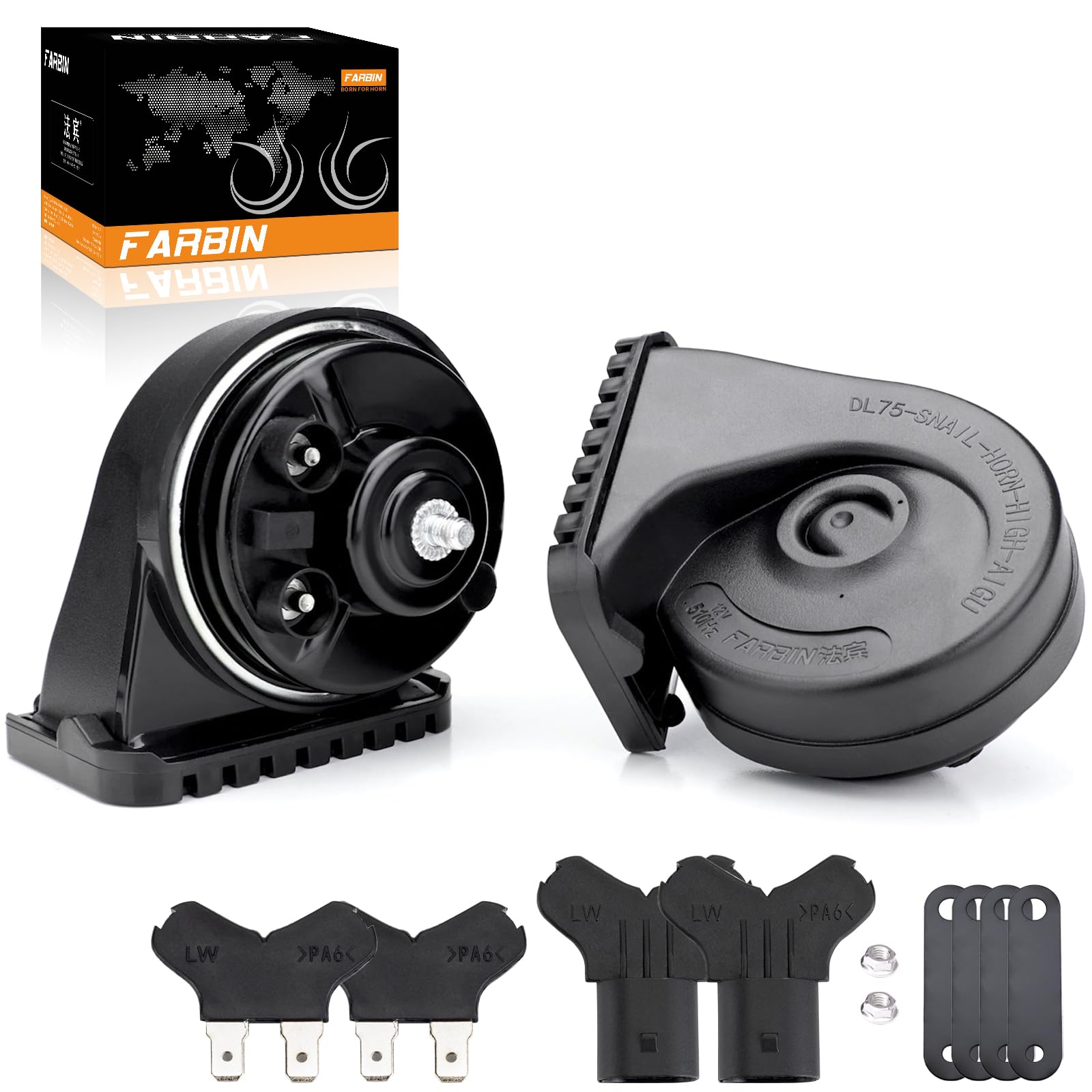 Photo 1 of FARBIN Car Horn for Mercedes Benz, 12V Waterproof Auto Horn Loud High Low Tone Electric Snail Horns (Fit for Benz)