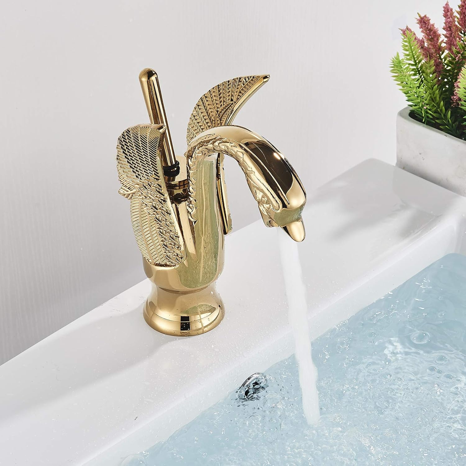 Suguword Gold Bathroom Faucet Washbasin Mixer Tap - Golden Animal Swan Tap - Image 5
