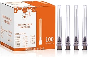 FJNATINH 22Ga 1.5inch/38mm Disposable sterile Needles,Individually Wrapped,Pack of 100