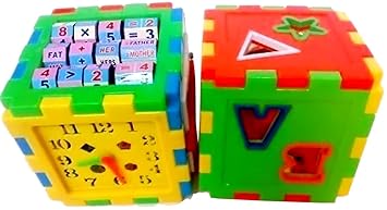 Toyshine Educational All in ONE Blocks Set - Multi-Skill: Colors, Counting, ABC, Maths, Clock, Blocks, Puzzle and Much More - Set of 2