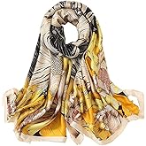 First Choose Silk Feeling Long Satin Scarf Fashion Beach Scarf Shawl Check Style Sunscreen Shawls Wraps-Lightweight Pattern