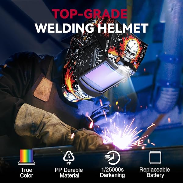 ARCCAPTAIN 3.94″ X 3.66″ AUTO DARKENING WELDING HELMET, SOLAR POWERED TRUE COLOR WELDING HOOD, 1/1/1/1 TOP OPTICAL CLARITY WELDER HELMET, 4 ARC SENSOR WIDE SHADE 4/5-9/9-13 FOR STICK MIG TIG CUT