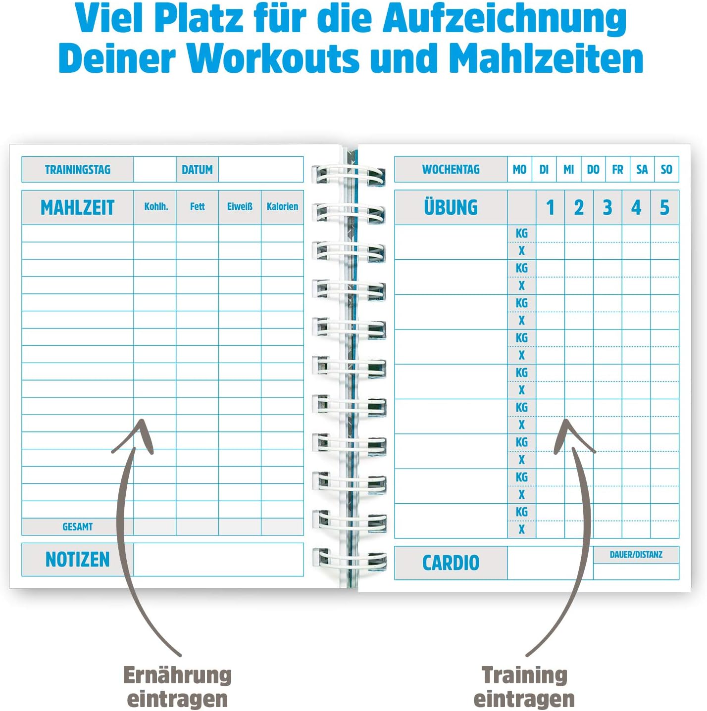 KAWAI-KAMI Training Diary & Nutrition Diary for Strength Training Gym, Diet, Workout, Gym - Image 4