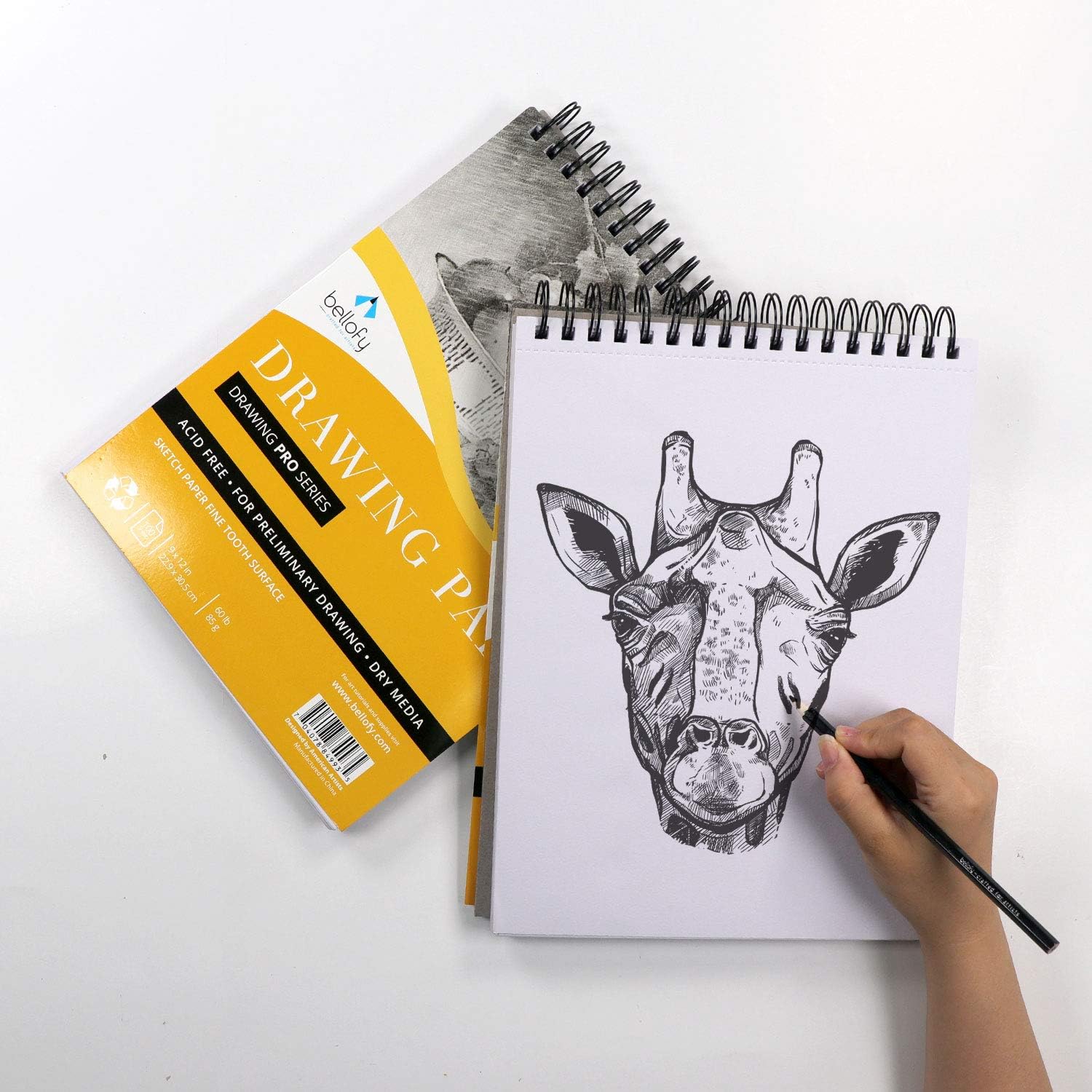 Bellofy 3 x Drawing Paper Pads 9” x 12” | 300 Sheets | 60lbs 85g | Acid Free Sketchbook Paper for Dry Media | Top Spiral Bound Sketchpad for Kids, Beginners, Artists & Professionals: Arts, Crafts & Sewing