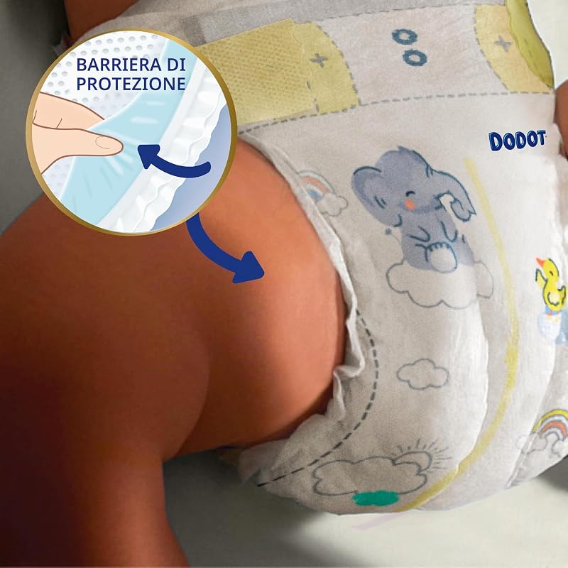 Pannolini per bambini sensitivi, taglia 4 (9-14 kg), 172 pannolini + 4 pants in regalo, fino a 12 ore di protezione anti-perdite e cura della pelle, confezione mensile