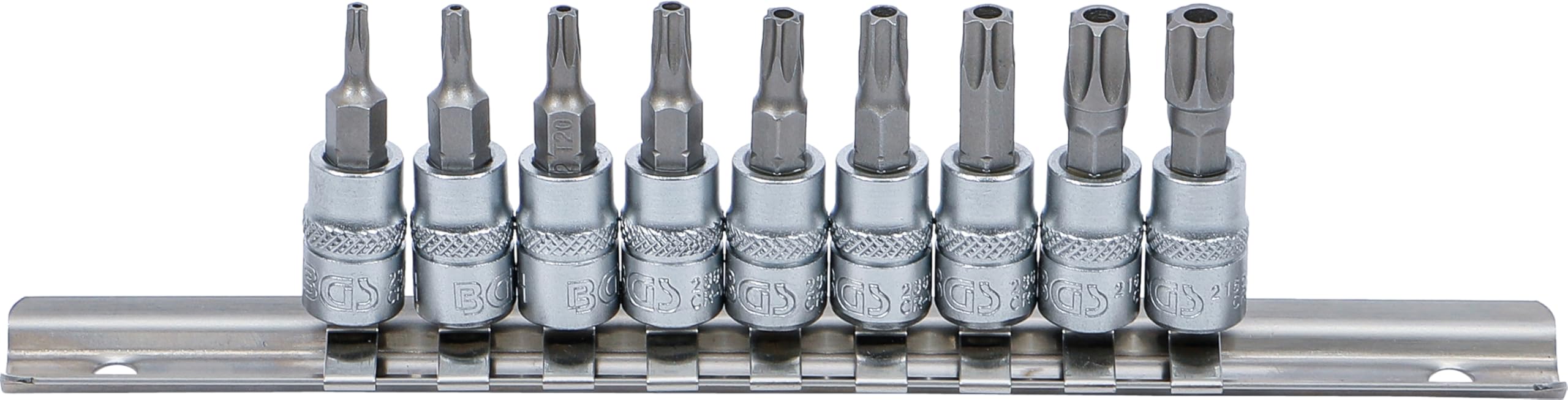 BGS 2165 | Bit Socket Set | 6.3 mm (1/4") Drive | T-Star tamperproof (for Torx) T10 - T50 | 9 pcs.