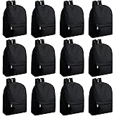Amylove 12 Pack Backpack in Bulk 17 inch Lightweight Outdoor Travel Bag Classic Bookbags Bulk for Elementary Middle High(Black,Classic)