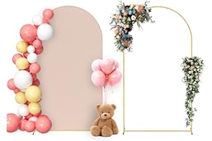 Neatsure Arch Backdrop Stand and Cover Set, 7.2FT Metal Photo Balloon Arch Backdrop Stand for Wedding Birthday Party Baby Shower Ceremony Graduation Decoration, Nude