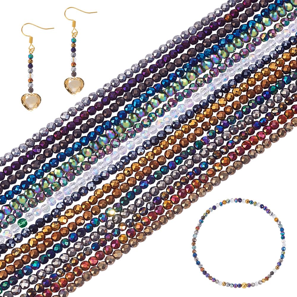 AHANDMAKER 15 Strand 3mm Crystal Faceted Glass Beads, Rondelle Crystal Spacer for DIY Jewelry Making Necklace Bracelet Earring Crafts Decoration, About 2235pcs
