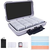 Micscrew 36-Slot SD Card Holder, Gray Memory Card Case with 36 Card Cases | SD Card Organizer with 36 Transparent Holders and 40 Writable Labels, Camera Card Storage
