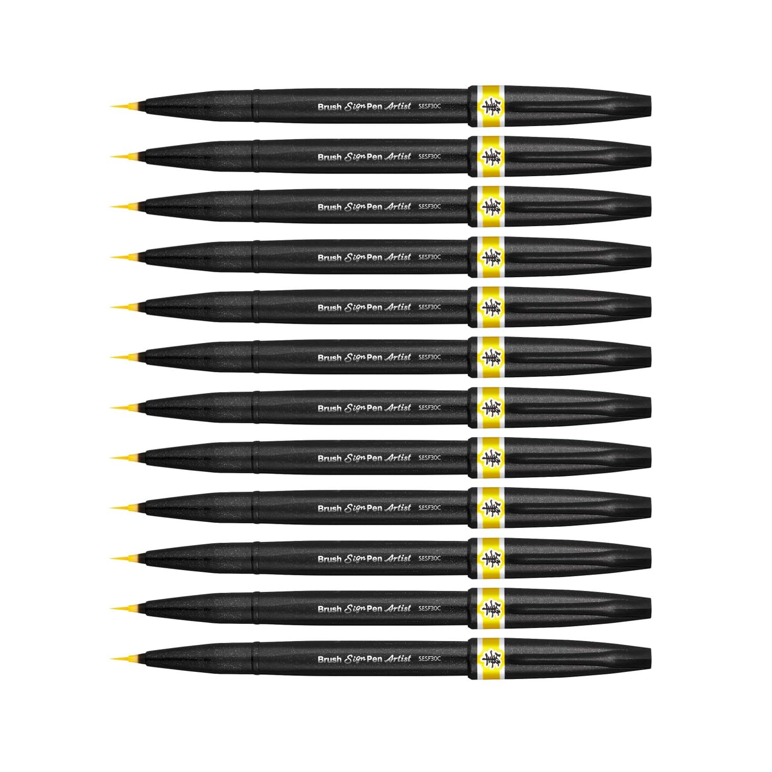 Pentel SESF30 °C GX Extra Fine Brush Tip, Set of 12 Yellow
