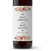 Floral Pregnancy Announcement Wine Bottle Labels ● SET of 6 ● The Best FRIENDS make the Best AUNTIES Wine Labels, Baby Due Wine Stickers, Alternative to Baby Announcement Cards, WEATHERPROOF, 905-6F1