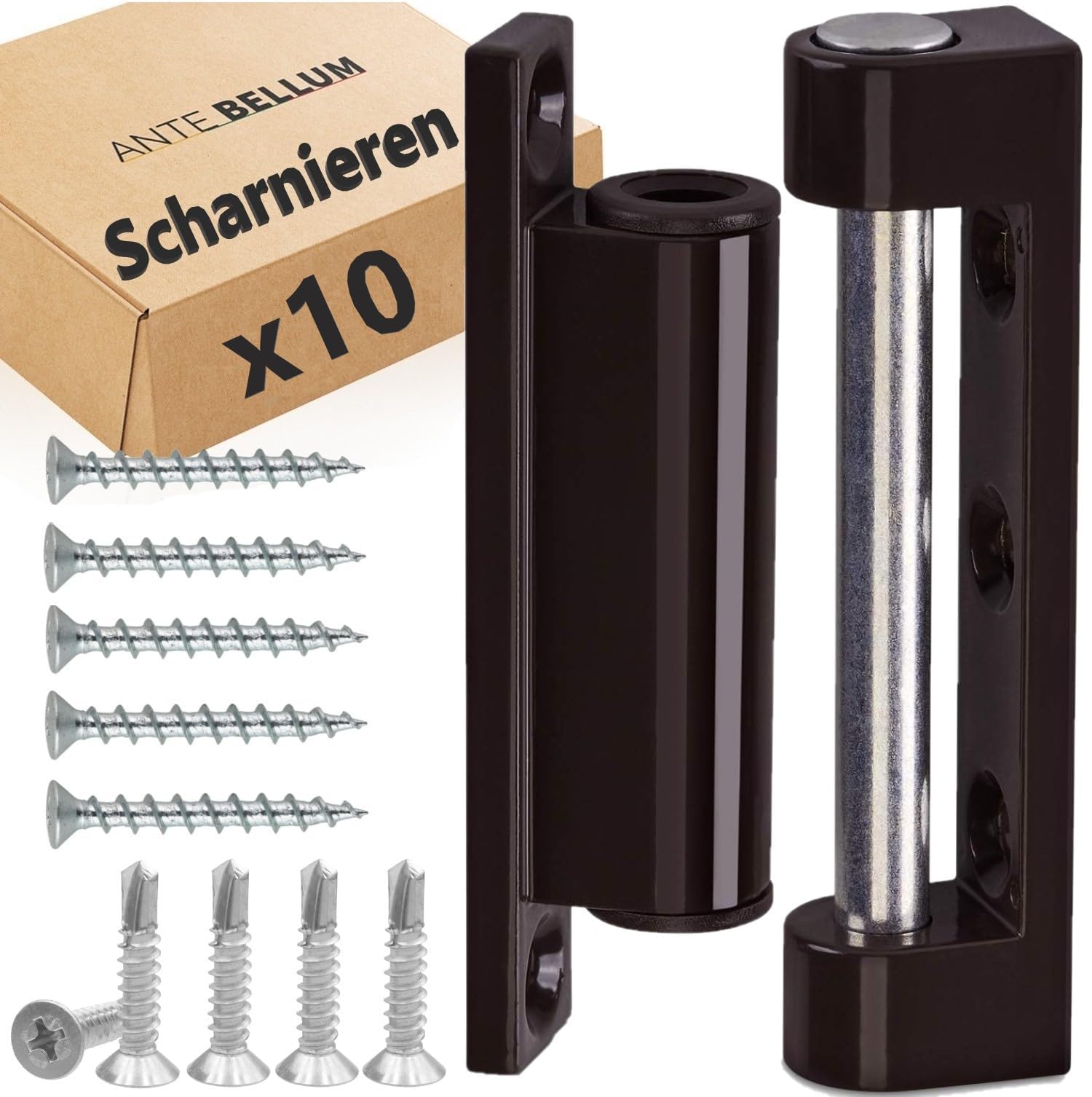Door and Window Hinges - 3 Pack (Door, Window) Renovation Hinges, Insect Protection, Rotary Tilt (Brown, 10 Pieces)