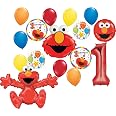 Sesame Street Elmo 1st Birthday Foil Balloon Bouquet, Helium...