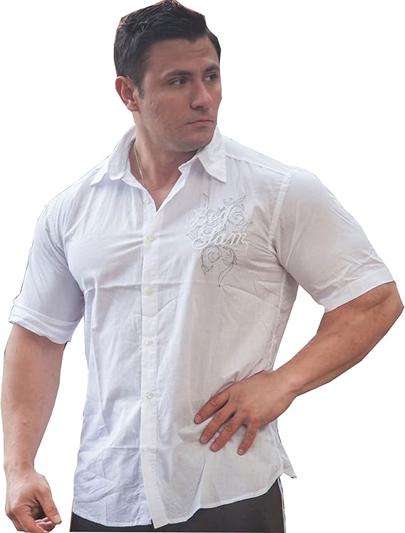 Amazon Co Jp Big Sam Sportswear Company ボディビルディング メンズ シャツ カジュアルシャツ スポーツシャツ 5004 ホワイト M 服 ファッション小物