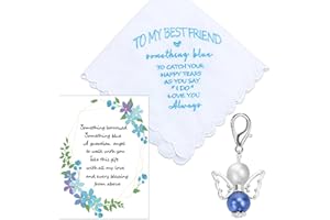 MKISHINE Something Blue for Bride from Maid of Honor - Wedding Gift to Bride from Bridesmaid - Bridal Handkerchief, Angel Gif