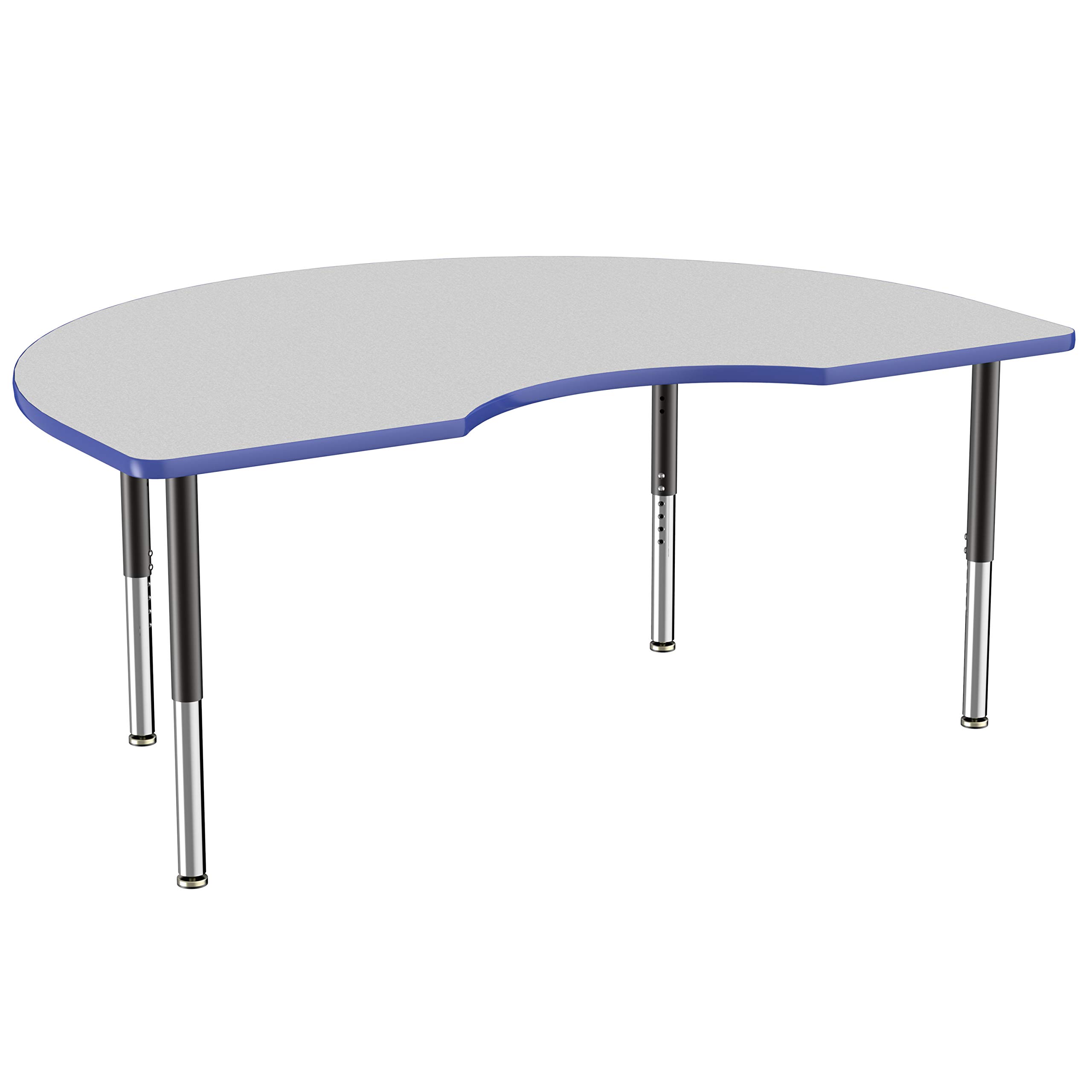 Photo 1 of *************MISSING THE TABLE LEGS************
Factory Direct Partners 10087-GYGN Mobile Kidney Activity School and Office Table (48" x 72"), Super Legs with Glides and Casters, Adjustable Height 19-30" - Gray Top and Blue Edge