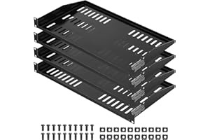 VEVOR 1U Server Rack Shelf, 4 PCS, 50 lbs Max Load-Bearing Vented Cantilever, Wall Mount or Rack Mount Shelf with Tray, 10 in