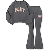 Azmxynol Tween Girls Clothes Long Sleeve Graphic Print Sweatshirt Top + Flared Pants 2 Piece Outfit Set, Size 7-16 Years