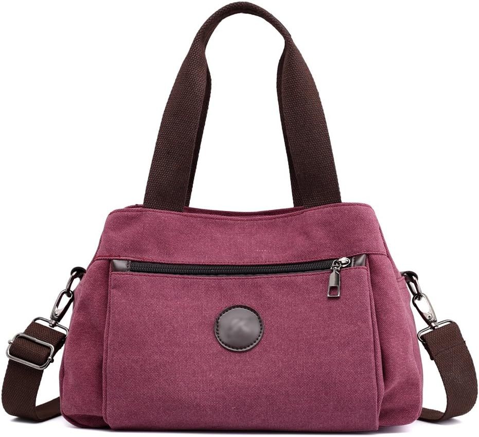 Hiigoo Women's Casual Totes Bag Shoulder Bag Canvas Handbags 3-open Crossbody Bag Messenger Bag