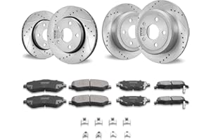 VEVOR Front and Rear Brake Kit Compatible with 2007-2017 Jeep Wrangler, Drilled and Slotted Brake Rotors Ceramic Brake Pads Replacement, 11.9" Front Rotors 12.4" Rear Rotors